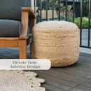 Pouf Ottoman, Round Braided Natural Jute Ottoman Pouf for Living Room or Bedroom, Floor Chair, Foot Rest or Decorative Home Decor by CozyNest Decor