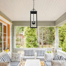 Large Outdoor Pendant Lantern Light Fixture for Front Porch, 20 Inch 2-Light Black Exterior Hanging Chandelier with Clear Glass, Outdoor Indoor Pendant Lamp for Patio, Gazebo, Entryway, Doorway by CozyNest Decor
