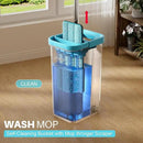 JOYMOOP Mop and Bucket Set with Wringer, with 5 Reusable Microfiber Mop Pads, Mops for Floor Cleaning and Wall Cleaning, Hands-Free Flat Mop for Home Use - Grey+Cyan Blue by CozyNest Decor