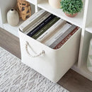 OrganiHaus 12x12 Cube Storage Bins 4 Pack, Foldable Cube Storage Organizer w/ Rope Handles, Collapsible Fabric Bins for Toys, Clothes & Closet Organization, Fabric Square Baskets - Off-White by CozyNest Decor