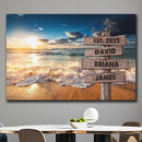 Personalized Father's Day Family Names Street Custom Multi-Name Date of Birth Vintage Street Sign Happy Fathers Day Poster Canvas Wall Art Best Gifts for Dad Husband from Daughter Son Wife Kids