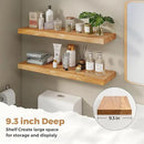 RICHFOCUS Elm Floating Shelves for Wall - 36" W x 9.3" D Rustic Solid Wood Shelves with Invisible Bracket, Wall-Mounted for Living Room, Bedroom, Kitchen Storage & Display, Set of 2, Natural by CozyNest Decor
