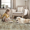 Washable Rug 6x9 Area Rugs, Abstract Large Living Room Rugs with Non-Slip Backing, Thin Carpet for Dorm Dining Room Table Nursery Indoor Home Office-Brown by TinyTreasures Baby Boutique