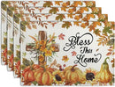 Fall Cross Pumpkin Placemats Set of 4 Autumn Thanksgiving Harvest Sunflower Maple Leaf Orange Linen Table Mats Seasonal Farmhouse Decorative Place Mat for Party Kitchen Dining Decor by CozyNest Decor