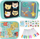Erasable Doodle Set for Kids - Magic Drawing Book With 12 Watercolor Pens, 14 Page Reusable Book, Road Trip Car Game Writing Painting Set for Boys and Girls (Orange Cats) by TinyTreasures Baby Boutique