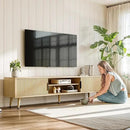 Mid Century TV Stand, Modern TV Console for TVs up to 70 Inches, Entertainment Center with Storage, TV and Media Consol, 62 Inch (Oak) by CozyNest Decor