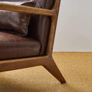 Glitzhome 30.75 "H Mid Century Coffee Accent Armchair, Single Reading Armchair PU Leather Lounge Chair with Walnut Ruberwood Frame by CozyNest Decor