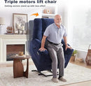 Triple Motor Power Lift Recliner Chair with Massage and Dual Heat for Elderly People, Zero Gravity Lay Flat Recliner Infinite Position, USB Ports（Navy Blue） by CozyNest Decor