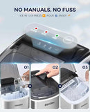 EUHOMY Countertop Ice Maker Machine with Handle, 26lbs Per Day, 9 Ice Cubes Ready in 6 Mins, Auto-Cleaning Portable Ice Maker with Basket and Scoop, for Home/Kitchen/Camping/RV (Silver) by CozyNest Decor