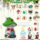 Suzile 50 Pcs Solar Fairy House Garden Accessories Light up Flocked Fairy House Garden Kit Green Resin Miniature Mushroom Figures Micro Landscape Ornament(Mushroom House) by GreenHaven Gardens