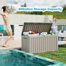 Vixzen 80 Gallon Resin Deck Box, Lockable Outdoor Storage Box for Patio Cushions Storage Furniture,Garden Tools, Pool Supplies, Weatherproof and UV Resistant- Grey by CozyNest Decor