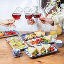 Selamica Ceramic Serving Platters, 14 Inch Serving Trays for Party Entertaining, Large Rectangular Serving Plates for Appetizer, Charcuterie, Dessert, Fruit, Set of 4, Vintage Blue by CozyNest Decor