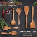 Wooden Spoons - Wooden Spoons for Cooking,Natural Wooden Kitchen Utensils Set Non Toxic,6-Piece Wooden Cooking Utensils(A06) by CozyNest Decor