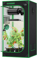 VIVOSUN S224 2x2 Grow Tent, 24"x24"x48" High Reflective Mylar with Observation Window and Floor Tray for Hydroponics Indoor Plant for VS1000 by GreenHaven Gardens