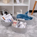 Baskets to Store Organize Household Items/Cute Basket&Bin for Shelf Storage Woven Rope Basket for Living Room, Bedroom,Play room/13x8.66x5.11’’ Cotton Rope,Durable&Stylish,Oval 3 Packs Gray by TinyTreasures Baby Boutique