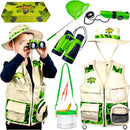 Bug Hunting Kit, Green Safari Vest, Hat, Binoculars, Lg. Butterfly Net, Bug Container, Whistle, Flashlight, Magnifier, Thermostat, Compass, Age 3+ by TinyTreasures Baby Boutique
