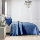 MarCielo 3-Piece 100% Cotton Oversized Bedspread Lightweight Quilt Coverlet Embroidery Farmhouse Bedding Set (Tk Midtone Blue, Oversized King (118"x106")) by CozyNest Decor