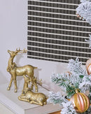 DN DECONATION 2pcs Gold Christmas Reindeer Statue, Christmas Clearance Small Resin Reindeer Figurine Indoor, Tabletop Reindeer Christmas Decor, Deer Figurine Decorations for Home by CozyNest Decor