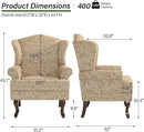 Accent Chair, High Back Upholstered Armchair with High Resilience Sponge & Wood Legs, Mid-Century Modern Comfy Single Sofa Reading Chairs for Living Room, Bedroom (Floral Light Brown, Set of 1) by CozyNest Decor