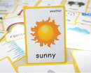 22 Weather Flash Cards(pre k flashcards) - Classroom Decorations and Early Learning Kindergarten Teacher Tools - Flash Cards Hole Punched - with 1 Ring -So You Can Sort and Organize The Cards Easily by TinyTreasures Baby Boutique