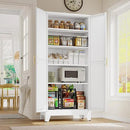 71" Tall Metal Storage Cabinet with 2 Doors and 4 Adjustable Shelves, Kitchen Pantry Cabinet White Freestanding Cupboard, 5 Tier Multifunctional Steel Storage for Office, Kitchen, Dining Room by CozyNest Decor