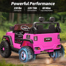 2 Seater Ride on Car Truck, 12V Kids Electric Ride on Toy for Big Kids Age 3-8 w/Remote Control- Hot Pink by TinyTreasures Baby Boutique