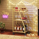 Bar Cart, 3-Tier Bar Cart for The Home, Home Bar Serving Cart with Glass Holders, Beverage Cart for Kitchen, Dining, Party Room, Gold BC03GD by CozyNest Decor