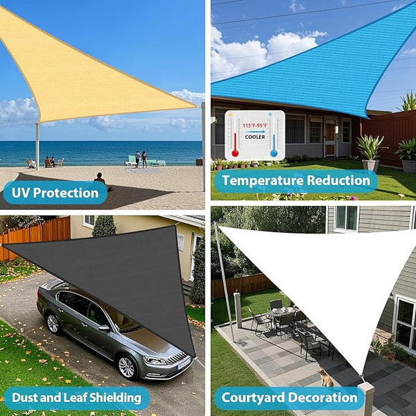 Amagenix Sun Shade Sail 9X9X12.7 Curved Edge Outdoor Shade Canopy Cream Breathable 95% UV Block Shade Cloth for Patio Garden Backyard (We Make Custom Size), photo 2 of 7