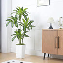 Artificial Dracaena Tree Artificial Silk Tree Faux Tree Fake Tropical Yucca Floor Plant with White Tall Planter (1, White Tall Planter, 5FT) by CozyNest Decor