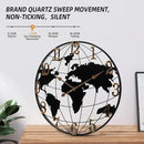 Large Wall Clock - 20 Inch World Map Minimalist Modern Round Metal Wall Clock Silent Non-Ticking Battery Operated Wall Clocks for Living Room Kitchen Office Farmhouse Home Decor by CozyNest Decor