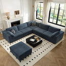 118" Cloud Couch Oversized Modular Sectional Sofa for Living Room,Modern Sofa with Deep Seat，6 Seater Boneless Couch,Comfy Upholstered Corduroy Couches for Apartment, Studio, Office,Bedroom，Blue by CozyNest Decor