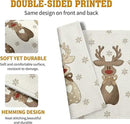 Christmas Reindeer Snowflakes Placemats Set of 4 Xmas Cute Elk Deer Place Mats 12x18 Seasonal Winter Holiday Farmhouse Linen Table Mats for Party Kitchen Dining Outdoor Indoor Decor by CozyNest Decor