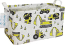 LANGYASHAN Rectangular Storage Bin Collapse Canvas Fabric Cartoon Storage Basket with Handles for Organizing Home Kitchen Boys and Girls Toys Office Closet Shelf Baskets (Rec Engineering Vehicle) by TinyTreasures Baby Boutique