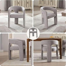 Grey Chenille Dining Chairs Set of 6, Modern Barrel Dining Room Chairs Upholstered Faux Fur Accent Chair with Arms and Round Back for Living Room Kitchen Armchair No Assembly Needed by CozyNest Decor