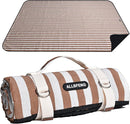 Striped Picnic Blanket Waterproof & Sand Proof, 5-Layer Beach Blanket Portable with Carry Strap, Extra Large Foldable Picnic Rug Machine Washable for Camping Party,Wet Grass,Kids Playground by TinyTreasures Baby Boutique