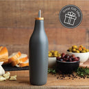 kitchentoolz Olive Oil Stoneware Dispenser Bottle, Ceramic 16 Oz Container for EVOO or Vinegar Kitchen Counter, Pewter Gray by CozyNest Decor