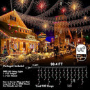 960 LED 98FT Christmas Lights Plug in 8 Modes with Timer Dimmable Christmas Decorations Outdoor Waterproof Indoor Curtain String Lights for Roof Garden Holiday Wedding Party Decor Red + Green by GreenHaven Gardens