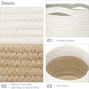 Dahey Small Cotton Rope Plant Basket Woven Plant Coiled Basket for Up to 7" Planter, Decorative Flower Pot Cover Closet Storage Bin Table Desk Organizer for Home Decor, White and Beige by GreenHaven Gardens