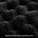 JELLYMONI Plush Faux Fur Throw Blanket – Elegant Black Cozy Bed & Couch Cover, Thick Warm Fuzzy Textured Bubble Design, Queen Size (90"x90") by CozyNest Decor