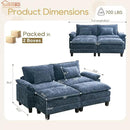 URRED Modular Sectional Sofa Comfy Cloud Couch, Modern Chenille Sofa Sleeper Deep Seat Couches with Ottoman/Pillows for Living Room (Blue, 82.6''- 2 Ottomans) by CozyNest Decor