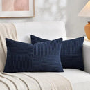 Fancy Homi 2 Packs Navy Blue Lumbar Decorative Throw Pillow Covers 14x24 Inch for Couch, Rustic Farmhouse Boho Home Decor, Soft Striped Corduroy Rectangle Accent Cushion Case 35x60 cm by CozyNest Decor