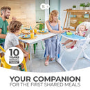 Kinderkraft Highchair Yummy, Baby Chair, Ergonomic, Comfortable, Reclining, Foldable, with Ajustable Height, Footrest, Detachable Double Tray, for Toddler, from 6 Month to 3 Years, Gray by TinyTreasures Baby Boutique