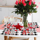 Valentine's Day Placemats Set of 6 Gnomes Plastic Table Mats Buffalo Plaid Place Mats Washable Vinyl Love Hearts Table Decoration for Anniversary Wedding Party Kitchen Dining Table by CozyNest Decor