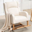 Rocking Chair Nursery, Nursing Rocking Chairs for Mom Nursery, Comfy Wingback Glider Rocking Armchair with Foot Rest and Side Pocket for Nursery Living Room Bedroom, Beige by TinyTreasures Baby Boutique