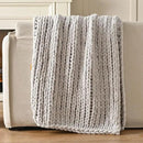 Esterra Chunky Knit Blanket Throw 50"x60", 100% Hand Knitted Chenille Throw Blanket, Cozy Soft Thick Cable Knit Throw Large Rope Knot Crochet Throw Blanket for Sofa Couch Bed, Light Gray by CozyNest Decor