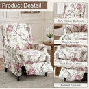 UIXE Pushback Recliner Chair, Fabric Upholstered Armchair Push Back Accent Chair for Living Room, Rivet Trim Home Theater Single Sofa Bedroom Reading Seat with Footrest - Beige Floral by CozyNest Decor