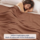 PHF Cooling Waffle Blanket Queen Size,Lightweight 60% Rayon Derived from Bamboo & 40% Cotton Breathable Blanket for Hot Sleepers, Soft and Luxury for Bed Couch and Sofa, 90"x90", Burnt Umber by CozyNest Decor