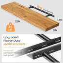 Fun Memories Solid Elm Wood Floating Shelves, 36 Inch Floating Shelves for Wall, Wall-Mounted Wooden Shelves with Invisible Heavy-Duty Brackets for Books, Bathroom, Kitchen, Natural, 2 Pack