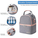 Breastmilk Cooler Bag with Ice Pack Fits 6 Baby Bottles up to 9 Ounce, Breast Milk Pump Cooler Bag with Shoulder Strap for Nursing Mom Daycare, Work, Travel- Grey by TinyTreasures Baby Boutique
