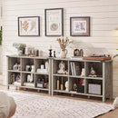 Farmhouse 6 Cube Bookshelf, Rustic Grey Oak Wooden Storage Organizer Book Shelf, 47 Inch Cubby Hallway Bookcase, Kids Toy Storage Cabinet, Modern Open Book Case for Living Room, Hallway by CozyNest Decor